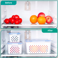 1 x RAW Customer Returns BELLE VOUS Pack of 3 food storage containers for storing fruit in the refrigerator - vegetable box set - vegetable storage box - storage for vegetables and fruit in the refrigerator - RRP €21.05