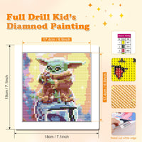 4 x Brand New NAIMOER Diamond Painting Kits with Frame, Framed Cartoon Diamond Painting for Kids Adults, 5D Cartoon Diamond Painting Adults Mosaic Craft for Home Decor 8x8inch - RRP €81.6