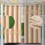 1 x RAW Customer Returns Clothink Outdoor Curtains Eyelets 132x215cm Beige 2 Pieces Curtain Outdoor Curtains Waterproof Privacy Screen Sun Protection Wind Protection Patio Pavilion Terrace - RRP €41.29