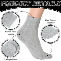 1 x RAW Customer Returns Bencailor 6 Pairs Five Toe Socks Cotton Socks for Men and Women Black, White, Grey  - RRP €19.14