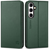 1 x RAW Customer Returns SHIELDON Case for Galaxy S24 Plus 5G, Case Genuine Leather 3 Card Slots RFID Blocker Kickstand Shockproof TPU Inner Case Cover Flip Case Compatible with Galaxy S24 Plus 2024 6.7 - Night Green - RRP €30.99