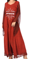 1 x Brand New Sakkas ADL20324 - Eve Women s Long Sleeve Casual Medieval Renaissance Celtic Maxi Dress Soft - Burgundy - L XLP - RRP €70.99