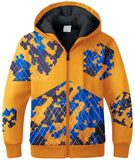 1 x RAW Customer Returns JACKETOWN Children s Fleece Jacket Boys Printed Sweatshirt Warm Children s Hoodie with Zip Long Sleeve Hooded Jacket with Hood Children Yellow-2XL  - RRP €47.14