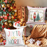 10 x Brand New Lanpn Set of 4 Nutcracker Christmas Cushion Cover 40x40 cm, Nutcracker Pillowcase Christmas Bed Decoration Pillow Cover 40 x 40 for Bedrooms Sofa Christmas Decoration Pink  - RRP €192.0