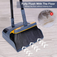 1 x RAW Customer Returns JEHONN Broom and Dustpan Set with Long Handle, 180 Degree Rotating Sweeper and Dustpan Combo for Home, Office, Lobby Sweeping - RRP €29.99