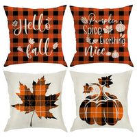 1 x Brand New Thanksgiving Pillowcases,4 Pieces Autumn Cushion Covers Autumn Pumpkin Leaves Cushion Covers Holiday Linen Cushion Covers Decorative Pillow for Sofa Couch Living Room - RRP €22.8