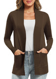 1 x RAW Customer Returns EXCHIC Women Casual Long Sleeve Knitting Cardigan Lightweight Comfortable Open Front Long Sweaters with Pockets M, Brown  - RRP €21.73