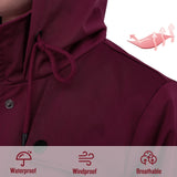 1 x RAW Customer Returns SaphiRose PONCHO Women s Waterproof Windbreaker, Elegant Long Rain Jacket for Women, Lightweight Windproof Outdoor Rain Jacket, with Hood, for Running, Travel, Wine Red L - RRP €57.5