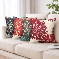 1 x RAW Customer Returns Velvhom Sofa Cushion Covers 40 x 40 cm Red White Cushion Cover Linen Abstract Dahlia Flower Outdoor Cushion for Living Room Bedroom Garden Sofa Couch Cushion Decorative Set of 2 - RRP €15.12