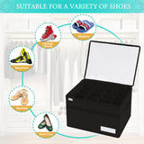 1 x RAW Customer Returns Shoe Organizer for Closet, Fits 16 Pairs, Large Shoe Cabinet, Shoe Box with Clear Lid, Strong Storage Box for Shoe Storage, Space Saving Shoe Rack with Handles, Black - RRP €32.49