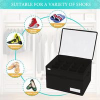 1 x Brand New Shoe Organizer for Closet, Fits 16 Pairs, Large Shoe Cabinet, Shoe Box with Clear Lid, Strong Storage Box for Shoe Storage, Space Saving Shoe Rack with Handles, Black - RRP €32.49