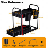 1 x RAW Customer Returns GEMWON Kitchen Organizer, 2 Tier Under Sink Shelf with 4 Hooks 2 Cups, Sink Cabinet Organizer, Bathroom Organizer, Cupboard Organizer, Organization System for Kitchen, Household Living - RRP €19.99