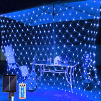 1 x RAW Customer Returns Solar LED Net Lights, 1.5 x 1.5M Waterproof Fairy Lights Net 8 Modes 96 LED Net Lights Curtain Lights with Remote Control Net Fairy Lights for Garden Christmas Wedding Party Decorations - RRP €21.12