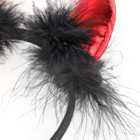 2 x Brand New HOWAF 2 Devil Ears Headband Devil Ears Hair Mardi Gras Masquerade Party Photo Props, Halloween Carnival Party Hair Accessories, Headdress, Horns, Black and Red - RRP €28.22