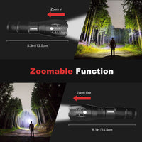 1 x RAW Customer Returns COSOOS LED Flashlight, Extremely Bright Tactical Flashlights with Holster, 5 Modes, Zoomable, IP67 Waterproof Handheld Lamp for Camping, Outdoor, Hiking, Gift 2 Pack  - RRP €17.7