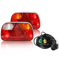 1 x RAW Customer Returns Qiping 2 Pack Truck Tail Lights Set, E-Approved 12V Car Trailer Lighting Left Right Tail Light Set with 5.5M Cable - Pre-Wired 13 Pin Plug 2 x 5 Pin Bayonet - RRP €67.86