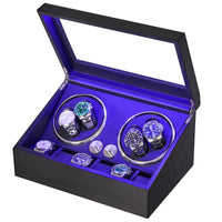 1 x RAW Customer Returns ANWBROAD Automatic Watch Winder Box 4 6 Watches Ultra-Quiet Watch Winder LED Light 4 Rotation Modes Luxury Automatic Mechanical Watch Winder Carbon Fiber JWW002C - RRP €74.62