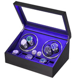 1 x RAW Customer Returns ANWBROAD Automatic Watch Winder Box 4 6 Watches Ultra-Quiet Watch Winder LED Light 4 Rotation Modes Luxury Automatic Mechanical Watch Winder Carbon Fiber JWW002C - RRP €74.62