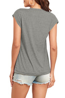 4 x Brand New WNEEDU Summer Tops for Women T-Shirts Caps Short Sleeve Basic Tops Round Neck Casual Gray,2XL  - RRP €91.2