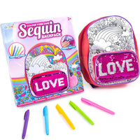 1 x RAW Customer Returns abeec Coloring Backpack - Design Your Own Backpack with Sequin Front Pocket and Colored Pens - Arts and Crafts Activity Set to Color Your Own Bag for Girls Ages 6 and Up - RRP €23.0