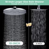 1 x RAW Customer Returns Rain Shower Head Rain Shower Watersaving YUANNY 10 Inch Water Saving Universal Head Shower with Anti-Limescale Nozzles Shower Head, Round Shower Head Diameter 26 cm, Stable ABS Chrome - RRP €24.98