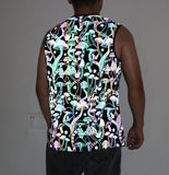 1 x Brand New NewL Men s Rainbow Reflective Mushroom Vest Fashion Tank Top Fluorescent Shirt Casual Nightwear L - RRP €27.6