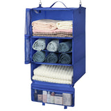 1 x RAW Customer Returns GRANNY SAYS hanging organizer with 3 compartments, suitcase organizer hanging, foldable wardrobe organizer hanging, portable travel shelf, blue hanging organizer closet, portable hanging travel organizer - RRP €24.49