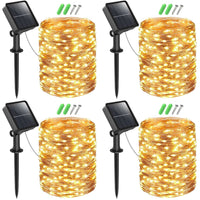 1 x RAW Customer Returns Pack of 4 Btfarm 15M 150 LED Fairy Lights Waterproof Copper Wire Solar Christmas Lights Outdoor 8 Modes Decoration for Garden Balcony Christmas Warm White - RRP €27.22