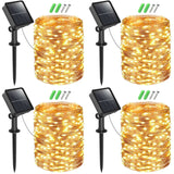 1 x RAW Customer Returns btfarm 4 Pack Outdoor Solar Lights, 17M 150LED Solar String Lights 8 Modes Waterproof Stringed Solar Outdoor Lights for Garden, Christmas, Patio, Wedding, Party Warm White  - RRP €30.29