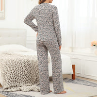 1 x Brand New ANGGREK Pajama Set Women s Pajamas Long Sleeve Lounge Sets Two-Piece Tops and Long Trousers Sleepwear with Pockets, Pattern 2, XXL - RRP €39.45