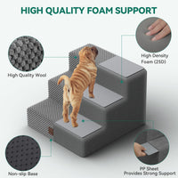 1 x RAW Customer Returns YITAHOME Dog Stairs for Bed and Sofa, 4-Step Pet Stairs, Dog Stairs with Washable Cover, Gray - RRP €43.36