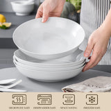 1 x RAW Customer Returns MALACASA, Regular Series, 4-Piece Pasta Plates, Soup Plates, Creamy White Porcelain Salad Plates, Serving Plates, Deep Plates for Spaghetti, Large Soup Bowl for Pasta, Soups, Salad, Fruit, 1200ml - RRP €37.99