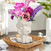 1 x RAW Customer Returns Comsaf Vase Face White Ceramic Flower Decoration Vases, Table Vase for Pampas Grass Flower Vase Modern Style Vase with Face Female Body Vase, Small Aesthetic Vase for Living Room Office Decor - Face Type A - RRP €17.99