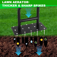 5 x Brand New AIQII Lawn Aerator, Lawn Aerator for Compacted Soil and Lawn Area with Cleaning Tool, Non-Slip T-Handle, Equipped with 15 Solid Steel Nails for Lawn or Yard - RRP €114.95