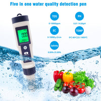 1 x RAW Customer Returns PH Meter, PH Meter, 5 in 1 TDS EC Salinity Temperature PH Tester with Backlight, High Precision, Suitable for Drinking Water, Swimming Pools, Aquariums, Laboratories - RRP €25.2