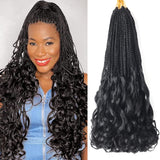 2 x Brand New Lianlian French Curl Crochet Braids Goddess Box Braids Crochet Hair 18 Inch 8 Packs Pre Looped French Curly Braiding Hair Crochet Box Braids With Curly Wavy Ends 18 Inch, 1B  - RRP €31.2