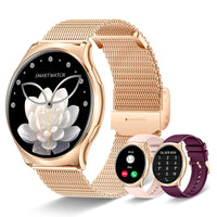 1 x RAW Customer Returns Smartwatch Women Round with Telephone Function, 1.43 Inch AMOLED Always-On Display Fitness Watch with 100 Sports Modes, Heart Rate, Sleep Monitor, Menstrual Cycle, Pedometer, Wristwatch for Android iOS - RRP €60.49