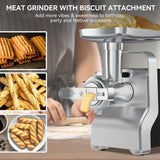 1 x RAW Customer Returns Electric Meat Grinder, Multifunction Electric Meat Grinder with Three Shapes of Cutting Cups, Meat Grinder with Sausage Filler, Shortbread Kebbe Attachment, 3 Stainless Steel Perforated Discs - RRP €105.99