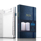 24 x Brand New DeDe Bee calendar 2024 appointment planner A5 agenda, 1 day per page and monthly plan, total of 416 pages, inner pocket, hardcover blue - RRP €311.76