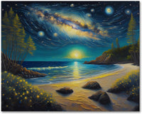 1 x RAW Customer Returns Jigspsyzh Paint By Numbers Adults Starry Night Beaches With Crease-free Canvas, 4 Brushes And Acrylic Paint - DIY Landscape Hand Painted Oil Painting Kit for Beginners As A Gift 40x50cm - RRP €14.0