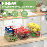 1 x RAW Customer Returns FINEW Refrigerator Organizer Set of 6 3 Sizes , Stackable Pantry Storage Containers, Transparent Refrigerator Storage Box Organization for Kitchen, Drawer, Sink, Bathroom - BPA Free - RRP €24.99