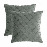 1 x Brand New MIULEE Set of 2 Velvet Cushion Covers Protruding Grid Square Pillowcase European Style Decorative for Living Room Sofa Sofa Bedrooms Home Silver Gray 50x50cm - RRP €19.2