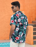 1 x RAW Customer Returns heekpek Hawaii Shirt Men Summer Hawaii Shirt Short Sleeve Beach Casual Shirts Resort Shirt with Palm Flowers Hawaiian Print, Black with Flower, XXL - RRP €20.99