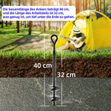 1 x RAW Customer Returns Anti-rust ground anchor 40 cm long heavy duty ground anchor for pavilion, trampoline, camping tent, swing, carport construction with double helix  - RRP €31.25