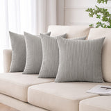 1 x RAW Customer Returns MIULEE Set of 4 cushion covers, corduroy cushion cover, decorative cushion cover, sofa cushion, couch cushion, decorative cushion cover, decorative cushion cover with hidden zip, 50 x 50 cm, 20 x 20 inches, light grey - RRP €29.23