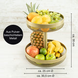 1 x RAW Customer Returns Moritz Moritz Fruit Cake Stand Gold Metal - Modern Fruit Bowl Gold - Fruit Basket Gold for storing fruit, vegetables and bread - RRP €35.28