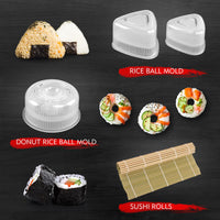 1 x RAW Customer Returns SKYSER Sushi Maker Set, 20 Item Kit for Beginners to Make Yourself, Can Be Used as a Sushi Plate with Rice Roll Molds, Fork, Knife, Rolling Mat, Chopsticks, Complete Black  - RRP €29.99