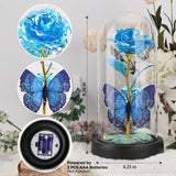 1 x RAW Customer Returns FAYODO Beauty and the Beast Eternal Rose, Galaxy Rose Gift for Girlfriend, Rose in a Glass Dome with LED Light, Gift for Mom Blue  - RRP €25.99