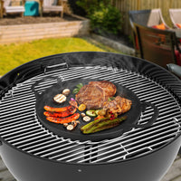 1 x RAW Customer Returns Onlyfire Cast Iron Griddle for Weber 7421 Gourmet BBQ System, for Weber Original Kettle Premium Charcoal Grill of 57 cm, 30.5cm, Black - RRP €46.32