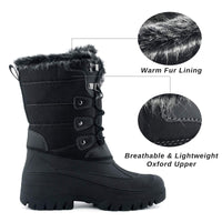 1 x RAW Customer Returns Knixmax Snow Boots Fur Lined Winter Boots Waterproof Soles Warm Lace-up Shoes Women Black 39EU - RRP €46.99